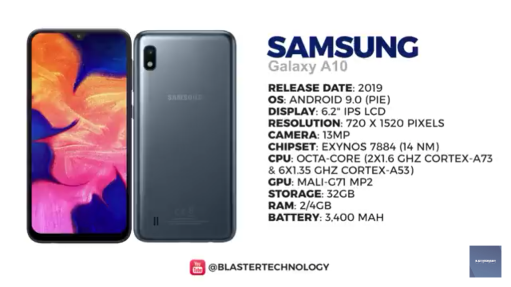 Especificaciones técnicas Samsung Galaxy A10 | Don Celular